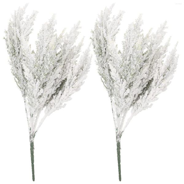 Flores decorativas 2pcs agulhas de pinheiro artificiais ramos picaretas de neve guirlanda de natal decoração