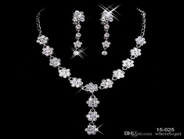 Günstiger Brautschmuck, bezauberndes Schmuckset aus legierten Strasssteinen, Perlen und Kristallen für Hochzeit, Braut und Brautjungfer in 150256910977