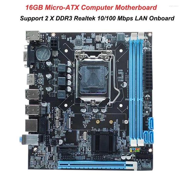 Материнские платы H61 Материнская плата 16 ГБ Micro-ATX Компьютер LGA1155 Разъем I3/I5/I7 Поддержка ЦП 2 встроенных модуля DDR3 Realtek 10/100 Мбит/с LAN