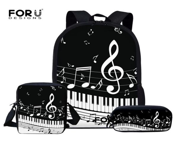 Forudesigns crianças sacos de escola conjunto para adolescentes meninos meninas música nota mochilas piano livro saco crianças bolsa ombro escolar lj23577251