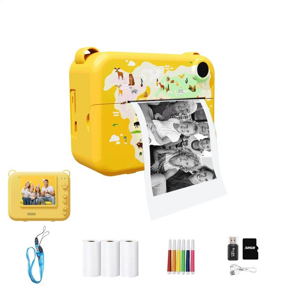 Digitale Kinderkamera Pografie Sofortdruck Po Kindervideorecorder Mini-Thermodrucker Videopädagogisches Geburtstagsgeschenk 240123