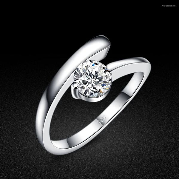 Anelli a grappolo Anello in argento puro 925 da donna minimalista Stile OL Zircone cubico intarsiato Coda regalo di gioielli da sposa solido