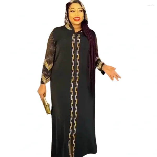 Roupas étnicas Preto Muçulmano Abaya Nigéria Turquia Caftan Vestidos Africanos Mulheres Tradicional Ramada Diamante Boubou Robe Roupas Vestido
