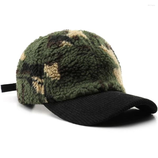 Berretti a sfera Marca Verde Marrone Peluche Cappello di velluto a coste per uomo Camouflage Inverno Baseball Caldo antivento Donna Trucker Cappelli Bone