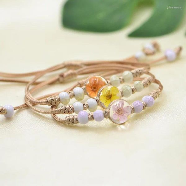 Link Armbänder 2024 Garten Keramik Glas Blume Armband Für Frauen Weibliche Pflanze Gewebt Geschenk Schmuck Großhandel