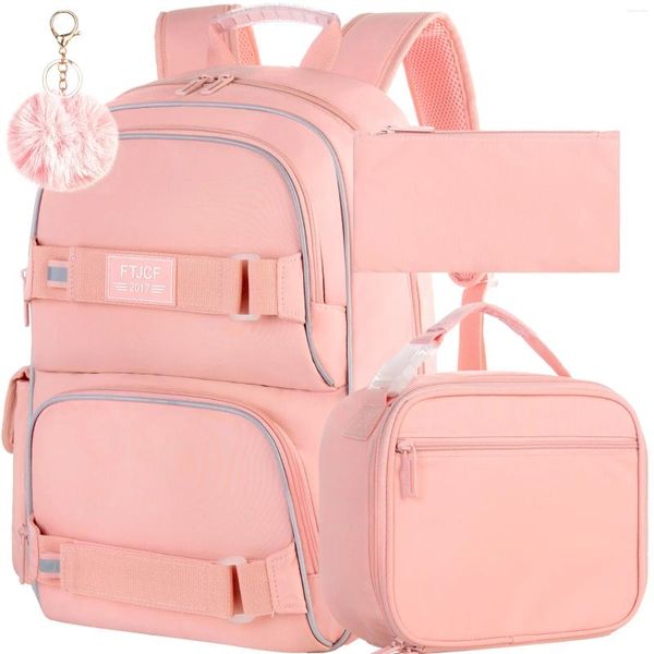 Backpack Laptop da 16 pollici di borse per la scuola da scuola college book book per adolescenti donne studentesse zaini resistenti all'acqua con set da pranzo