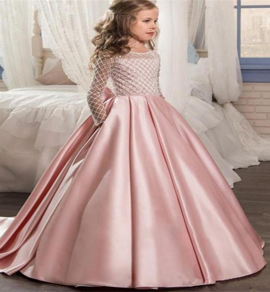 Красивые платья для девочек-цветочниц 3D цветочные аппликации с бантом для девочек Конкурсное платье Модное пышное тюлевое длинное платье на день рождения Выпускной для малышей8932930
