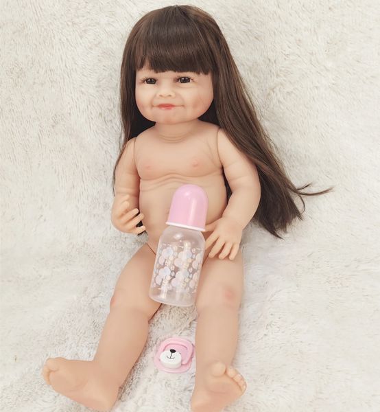 55 cm Baby Kids Reborn Doll Morbido vinile Silicone Realistico Super Cute Born Toy per ragazze Regalo di compleanno 240122