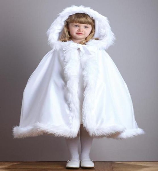 Mantello invernale per bambini piccoli Mantelli per ragazze di fiori per feste di matrimonio con pelliccia sintetica Mantelli per bambini con cappuccio Poncho3497861