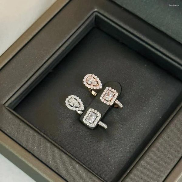 Cluster Ringe Hohe Qualität 2024 Trend Klassische 925 Splitter Marke Geschenke Europa Berühmte Luxus Schmuck Für Frauen Zirkone Wasser tropfen