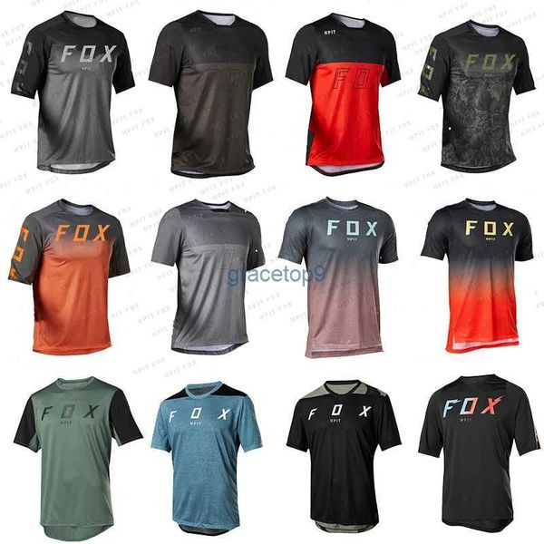 Erkek Tişörtler Erkek Enduro Kısa HPIT FOX JERSEY CAMISETA MTB Bisiklet Gömlek Bisiklet Takımı Yokuş Ölçüm T-Shirt DH Off-Road Bisiklet Motokros Maillot VSVC