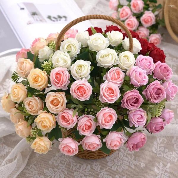 Fiori decorativi Bouquet di rose finte Bellissimo centrotavola di fiori di simulazione ecologici Centrotavola per piante finte Accessori per feste