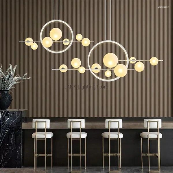 Lâmpadas pendentes Post Modern Glass Strip Bubble Chandelier Tipo Criativo Feijão Mágico Restaurante Sala de estar Luzes LED Decor Luminária