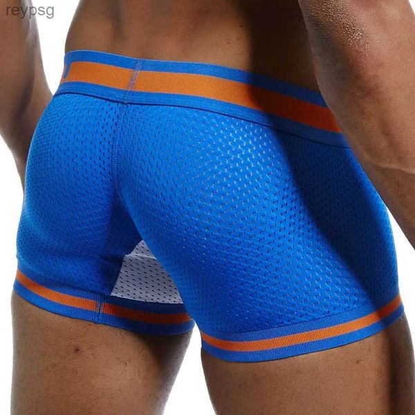 Cuecas sexy boxer homens roupa interior malha baixa ascensão respirável algodão u convexo bolsa atlético leggings boxers hombre boxershorts yq240214