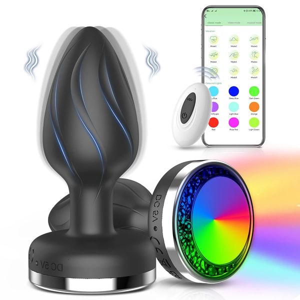 APP Telecomando Vibratore anale Bluetooth LED Butt Plug Uomo Massaggiatore prostatico Masturbatore femminile Giocattoli adulti del sesso per le donne Gay 240130