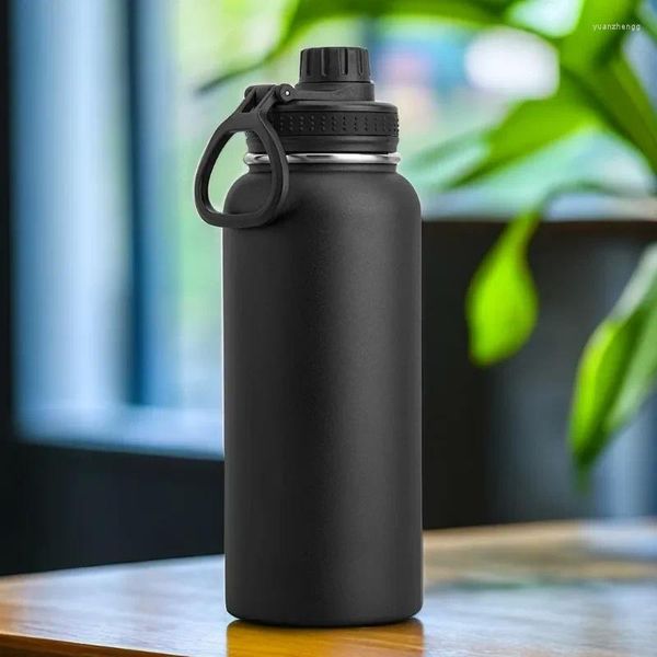 Wasserflaschen Isolierte Flasche 1000 ml 32 Unzen Edelstahl Doppelwand Vakuum Weithals Sport mit auslaufsicherem Ausgussdeckel