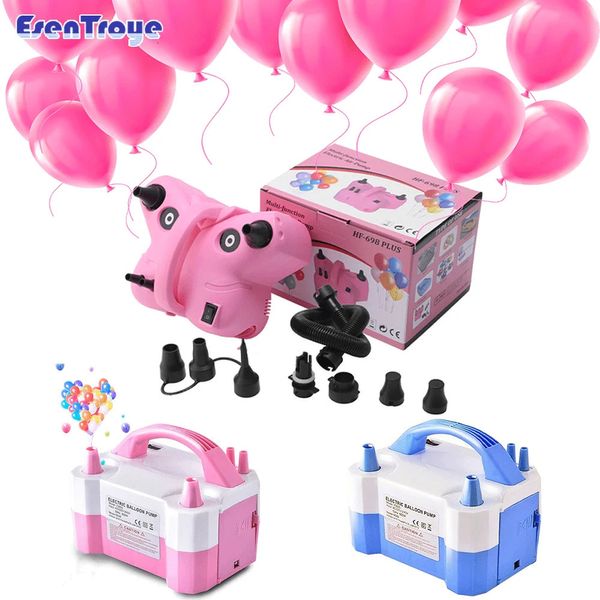 Hochspannungs-Doppelloch-Wechselstrom-tragbare elektrische Ballonpumpe, US-Stecker, EU-Stecker, 110 V/220 V, Ballon-Luftpumpe, Inflator für Party, Hochzeit, 240130