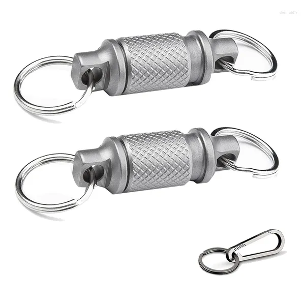 Schlüsselanhänger Mini-Universal-Drehring mit Titan-Karabiner und Schlüsselringen – fortschrittlicher Clip, 360-Grad-Drehung