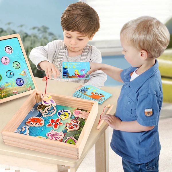 Детский реквизит для раннего образования, деревянные магнитные игры, 3D игрушка для рыбалки, детские развивающие игрушки, детский подарок на день рождения, Рождественский подарок 240202
