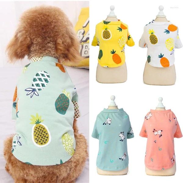 Vestuário de cachorro bonito frutas impressão roupas para animais de estimação colete de algodão de verão para cães pequenos chihuahua pomeranian filhote de cachorro t-shirt roupa roupa ropa perro