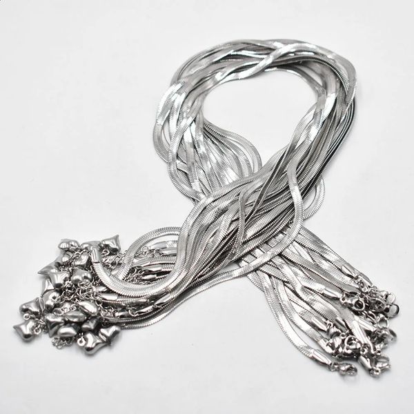 Großhandel 4mm Edelstahl Schlangenkette Halskette Seil 40 cm5 cm Kette Hummerverschluss DIY -Schmuckzubehör 20 50pcs/Los 240202