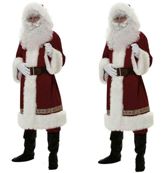 Deluxe pai natal papai noel traje cosplay roupas de papai noel vestido extravagante no natal masculino traje terno para adultos 2964878