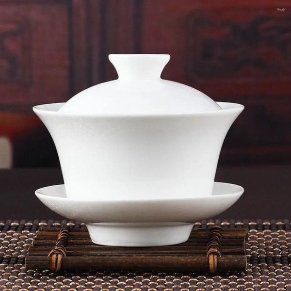 Wasserflaschen, chinesisches Gaiwan-Teeset, weiße Keramik-Teegeschirr, Sancai-Tasse