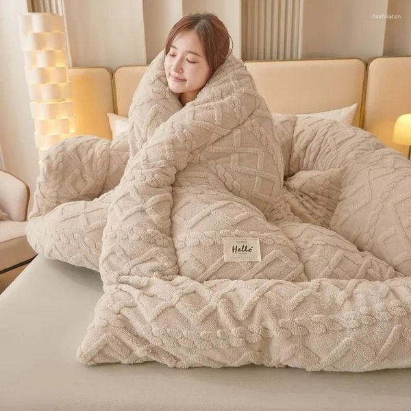 Одеяла из ягненка, зимнее одеяло, хлопковое двухслойное толстое изоляционное осеннее одеяло для одного человека