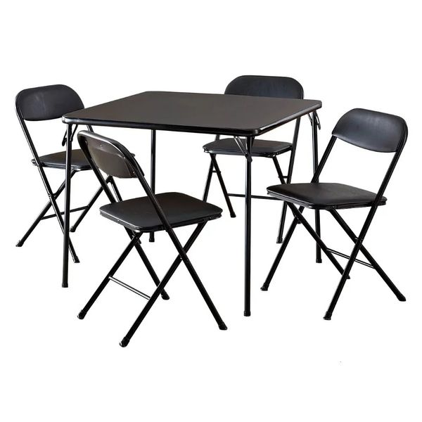 Cosco Outdoor Furniture Set da tavolo da 5 pezzi Tavolo pieghevole nero Tavolo pieghevole portatile 240124