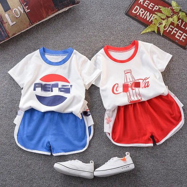 Kleidungssets 2024 Kinder Baumwolle Sommer Kurzarm Set 0-6 Jahre alt Coke Pattern Shorts