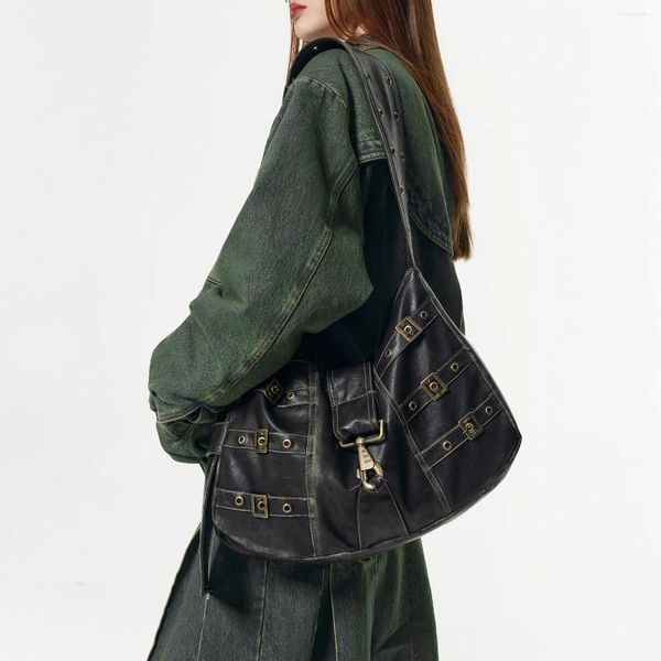 Borse da sera Y2k Borsa in denim nero gotico da donna Borsa a tracolla in stile retrò grunge estetico Portafoglio 2024 Tendenza moda Borsa a tracolla di lusso