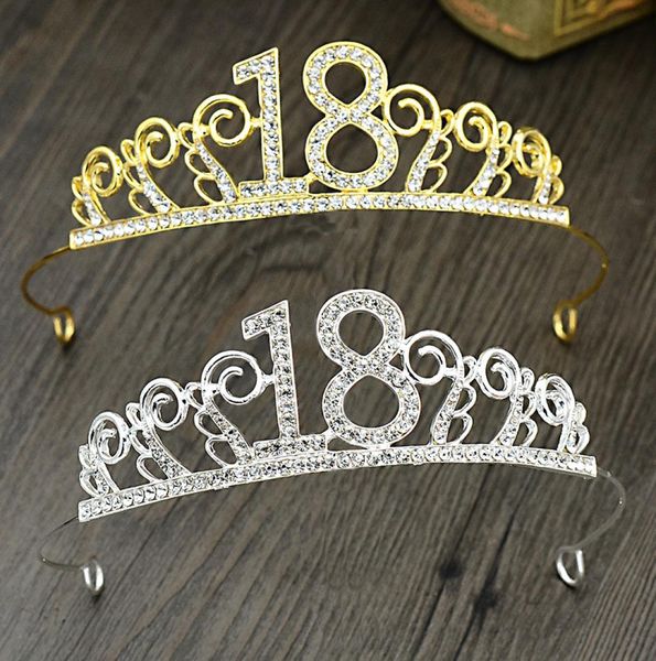 Oro Argento 18 anni Festa di compleanno Corona Nuovo arrivo Principessa Tiara Ragazza Glitter Sparkle Fasce carine Accessorio per capelli8977273