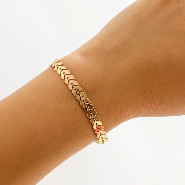 Link Pulseiras Ingemark Único Seta Avião V Forma Pulseira Na Mão Para As Mulheres Simples Flat Metal Charm Bangles Casal Namorada Jóias