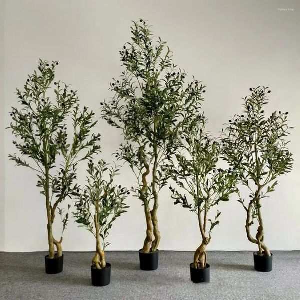 Fiori decorativi Grandi rami di ulivo e frutti artificiali Pianta finta In vaso Home Office Soggiorno Pavimento Bonsai 60-240 cm