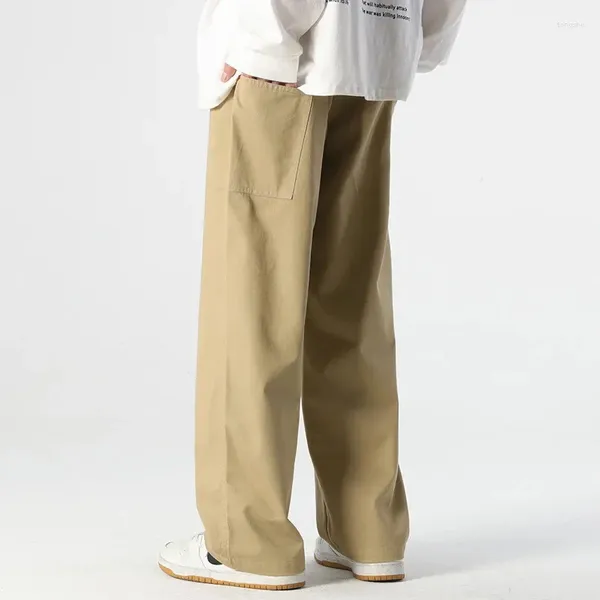 Pantaloni da uomo Abbigliamento da lavoro Gamba larga in cotone da uomo Primavera Autunno 2024 Moda classica Bagy Dritto Casual Maschio Drappeggio Khaki Grigio