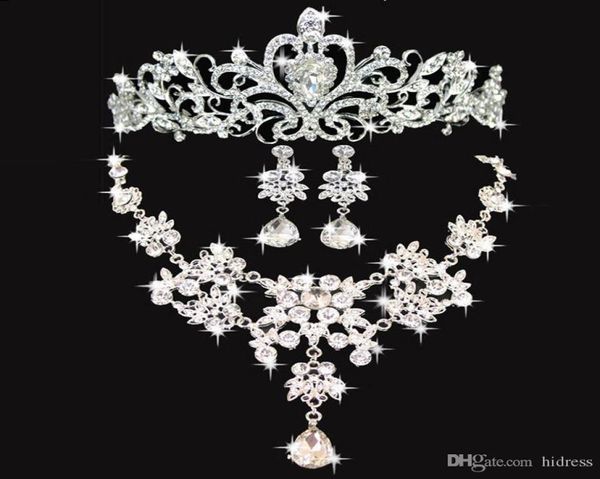Corvos de casamento brilhantes, acessórios de casamento, joias de dama de honra, conjunto de acessórios de noiva, colar de coroa, brincos 4649801