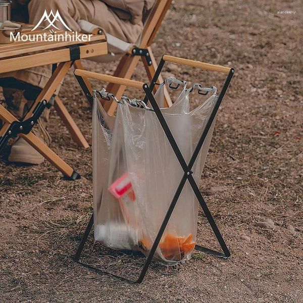 Camp Furniture MOUNTAINHIKER Outdoor Camping Holzgriffhalterung Zuhause faltbares Küchenabfall-Aufbewahrungsregal Tragbarer Kunststoff-Müllsack
