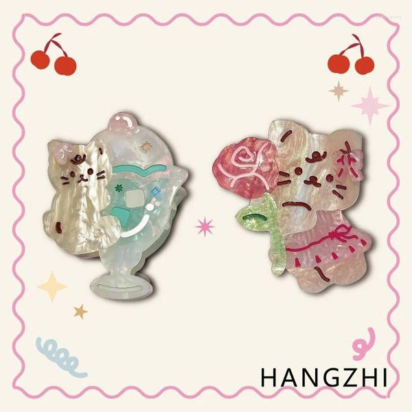 Clipes de cabelo Hangzhi bonito estrela arco filhote de cachorro dos desenhos animados criativo gato animal acetato tubarão clipe acessórios divertidos para mulheres meninas