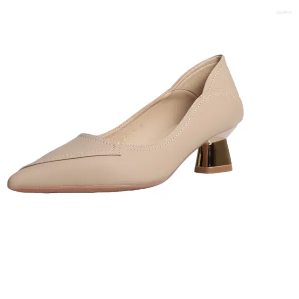 Sandalen 2024 Mode Stilettos Sexy Spitz Pumps Einfache Farbe Block Sommer Schuhe Gold Ferse Elegante Outdoor Alias Mujer