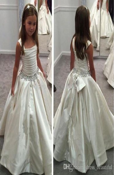 Muhteşem Fildişi Küçük Çiçek Gril039s Dantelli Geri Pnina Tornai Boncuklu Doğum Günü Kızlar Pageant Elbiseleri Çiçek Kız DR559819