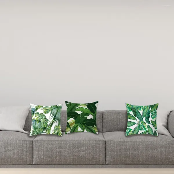 Kissen Tropischer Palmenblatt-Kissenbezug, grünes Pflanzenmuster, Überwurf-Kissenbezüge für Heimdekoration, 4er-Set, Reißverschluss, 45,7 x 45,7 cm