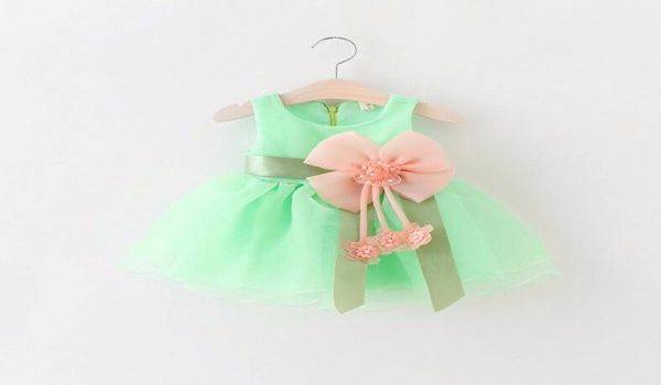 Tutta l'estate nuova 2016 neonate abiti in chiffon ragazza infantile vestito con fiocco ragazze di fiori vestono bambini compleanno vestito da patty panno per bambini2435874