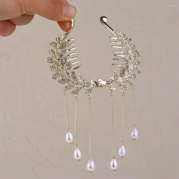 Grampos de cabelo elegante strass cocar borla headwear pérola estilo coreano hairpin trigo cavalinha fivela feminino clipe acessórios