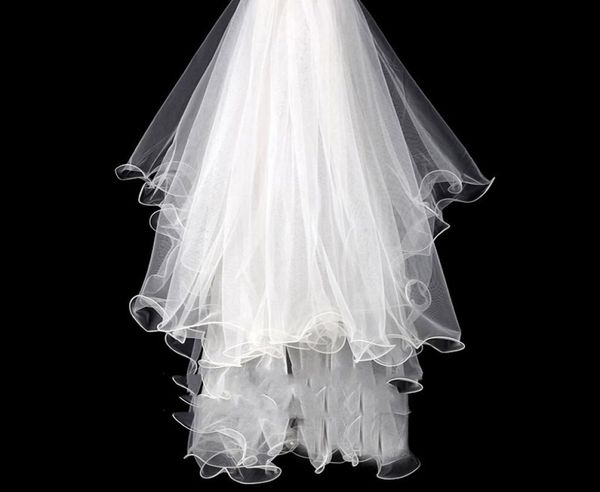 Ruffles Tiers Tulle Bianco Semplice Custom Made Nuovo arrivo Eventi di nozze Forniture di nozze Accessori da sposa Velo da sposa6513650