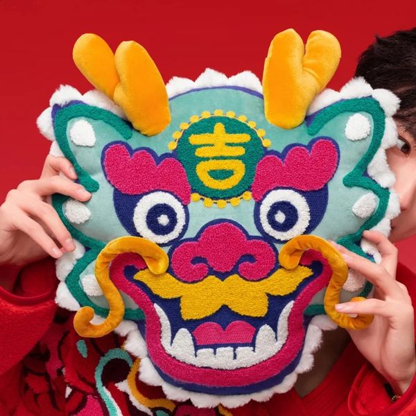 Dragon Yastıklar Joy Çin Yılı Geleneksel Nakış Yastık Kılıfı Sıcak Dekoratif Yastık Kapağı Kanepe Ev Dekorasyonları 240122
