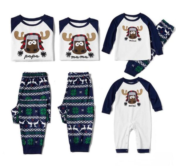 Neues Design, niedlicher Elch-bedruckter Weihnachts-Pyjama, passender Familien-Pyjama, Bagby-Kinder-Nachtwäsche, Herren-Damen-Pyjama, Eltern, Paare, Sleep9286436