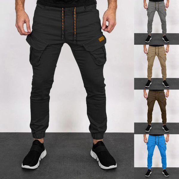 Pantaloni da uomo Camera da letto Pantaloni da lavoro caldi da esterno per uomo Costruzione Tuta da uomo in cotone quattro stagioni Moda semplice tinta unita elastico in vita