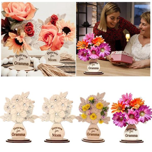 Placas decorativas para o dia das mães, faça você mesmo, suporte para vaso de flores escolhido para a mamãe/presentes, sinal de madeira