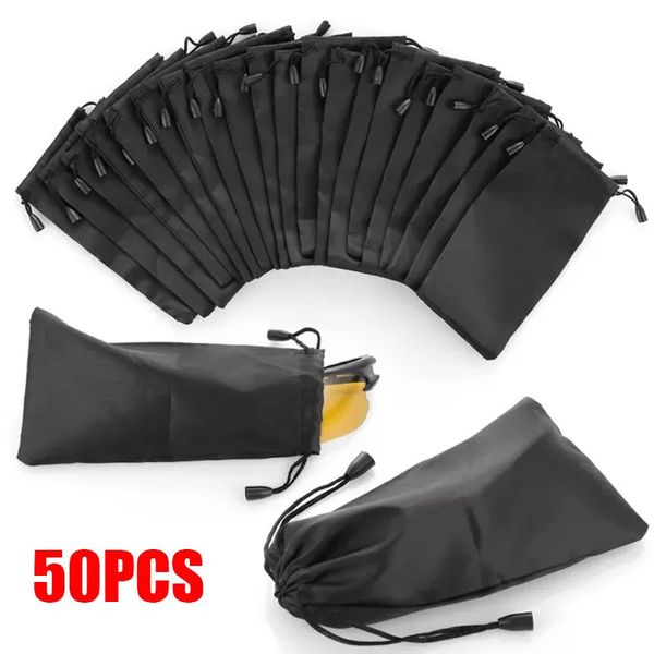 50 pçs pano macio à prova dwaterproof água óculos de sol saco microfibra poeira armazenamento bolsa óculos carry bag portátil caso recipiente 240118