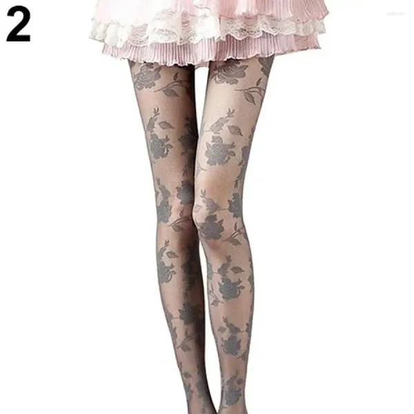 Mulheres meias meias moda rosa padrão apertado renda meia-calça sexy transparente brilhante elástico preto branco goth festa